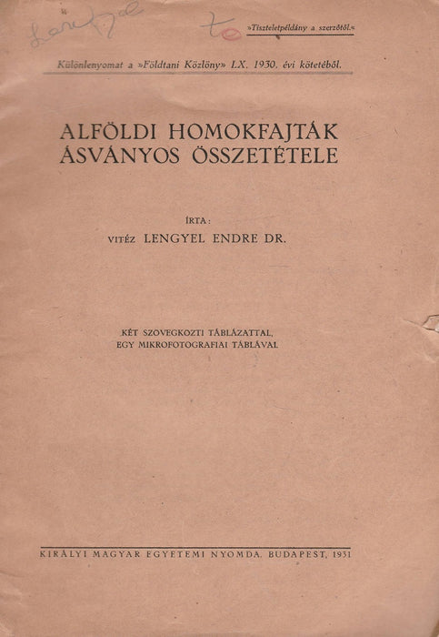 Alföldi homokfajták ásványos összetétele