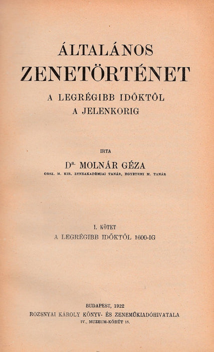 Általános zenetörténet I-II.