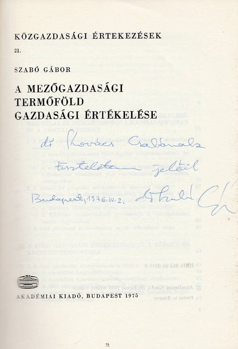 A mezőgazdasági termőföld gazdasági értékelése