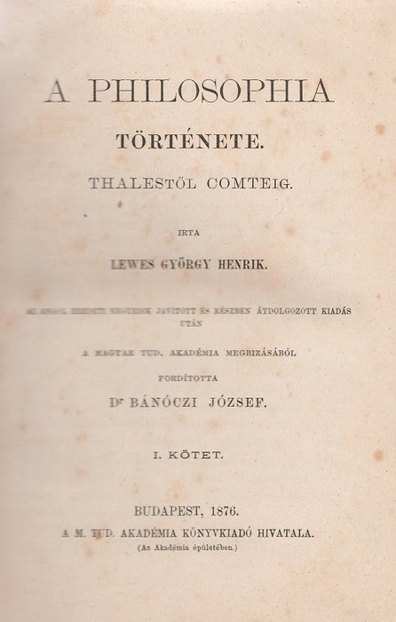 A philosophia története I.