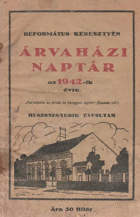 Árvaházi naptár az 1942-ik évre