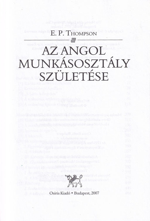 Az angol munkásosztály születése