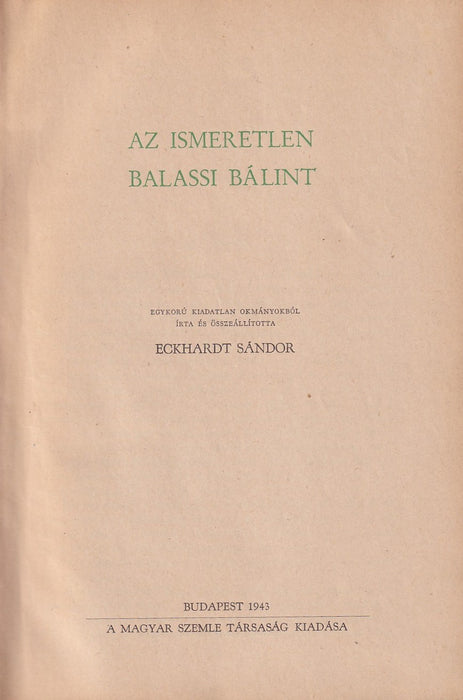 Az ismeretlen Balassi Bálint
