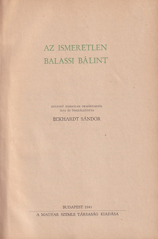 Az ismeretlen Balassi Bálint