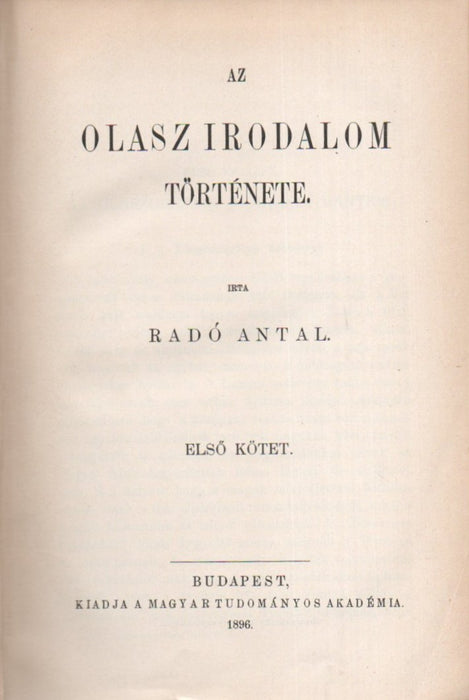 Az olasz irodalom története I-II.