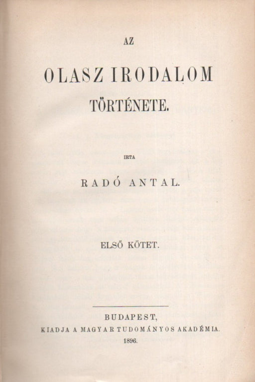 Az olasz irodalom története I-II.
