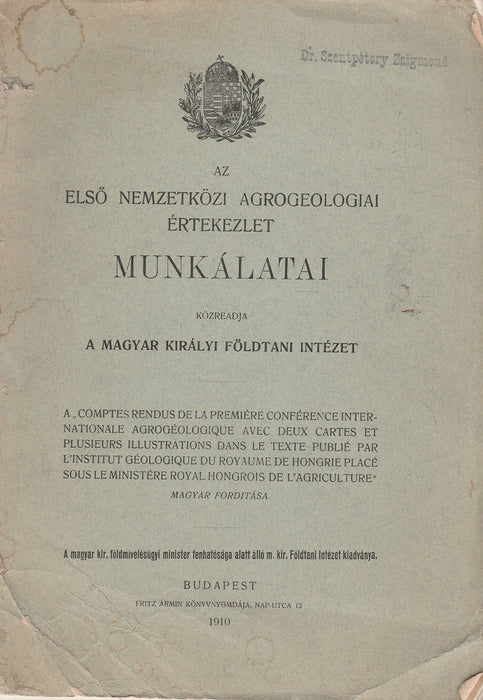 Az első nemzetközi agrogeológiai értekezlet munkálatai
