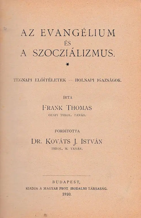 Az evangélium és a szocziálizmus