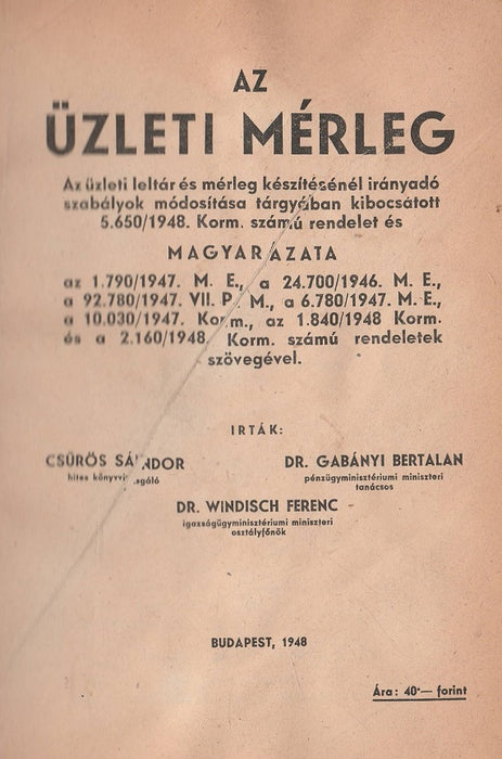 Az üzleti mérleg