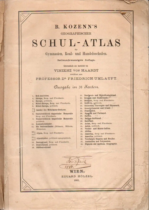 B. Kozenn's geographischer Schul-Atlas