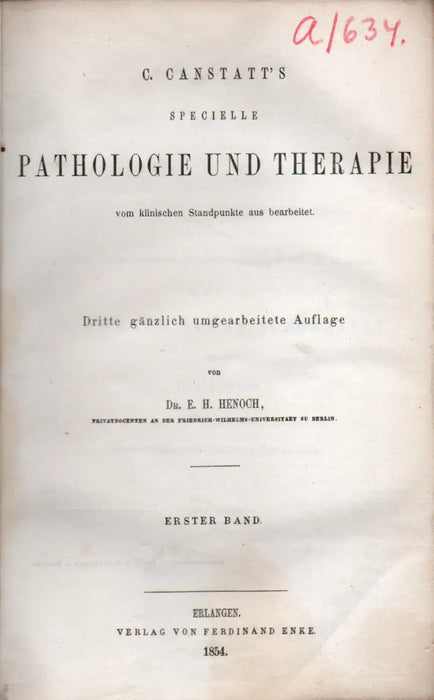 C. Canstatt’s specielle Pathologie und Therapie I.