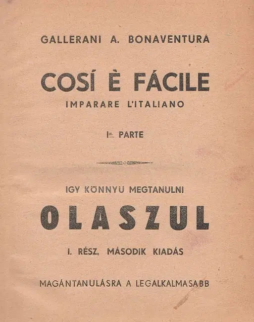 Cosí é fácile imparare L'italino I. - Így könnyű megtanulni olaszul I.