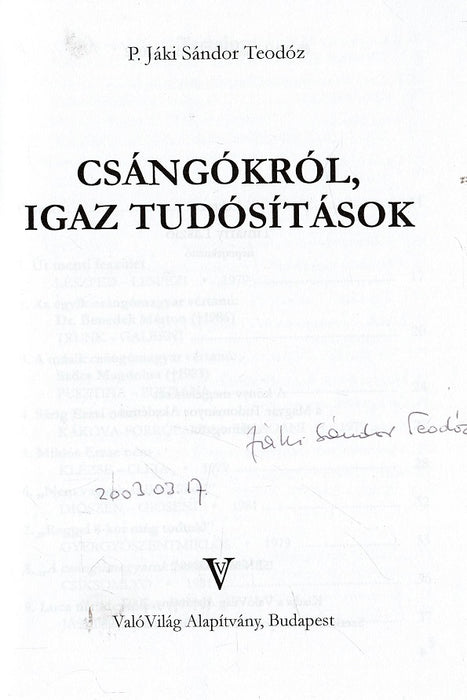 Csángókról, igaz tudósítások