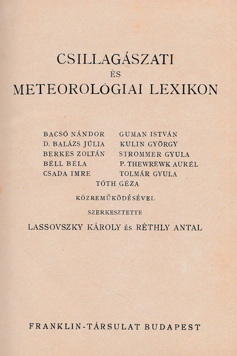Csillagászati és meteorológiai lexikon