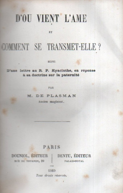 D’où vient l’âme et comment se transmet-elle?