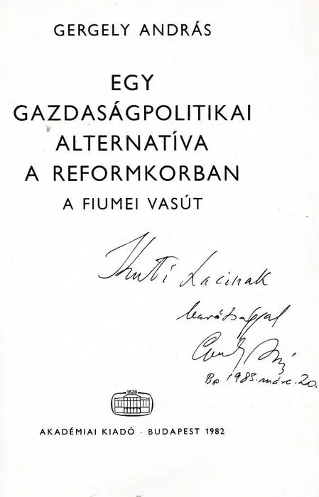 Egy gazdaságpolitikai alternatíva a reformkorban