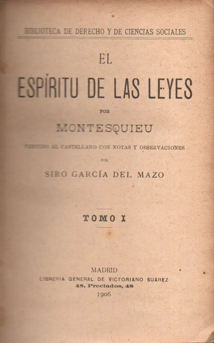 El espíritu de las leyes I.