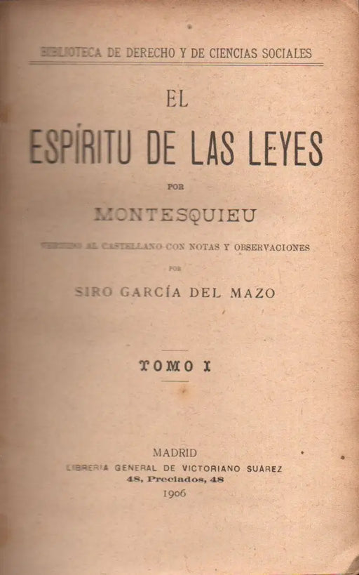 El espíritu de las leyes I.