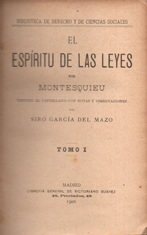El espíritu de las leyes I.