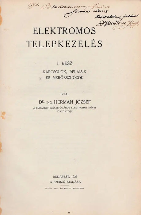 Elektromos telepkezelés I.