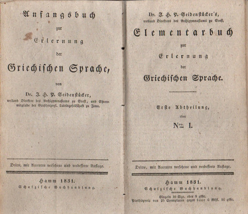 Elementarbuch zur Erlernung der Griechischen Sprache 
