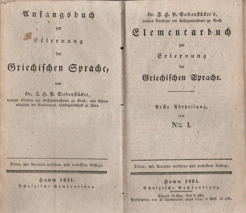 Elementarbuch zur Erlernung der Griechischen Sprache 