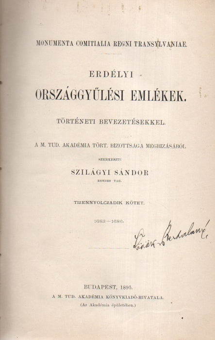 Erdélyi országgyűlési emlékek XVIII.