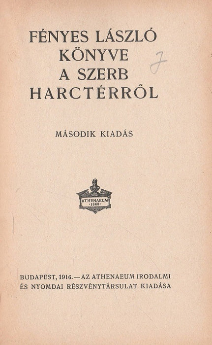 Fényes László könyve a szerb harctérről