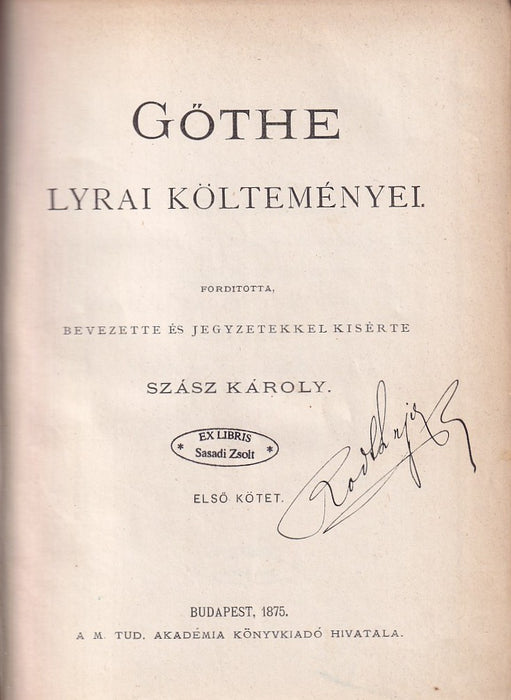 Göthe lyrai költeményei I-II.