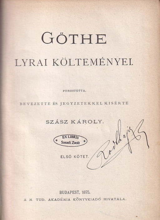 Göthe lyrai költeményei I-II.