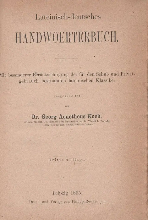 Lateinisch-deutsches Handwoerterbuch