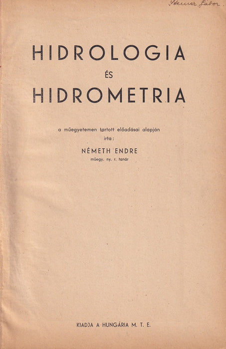 Hidrologia és hidrometria