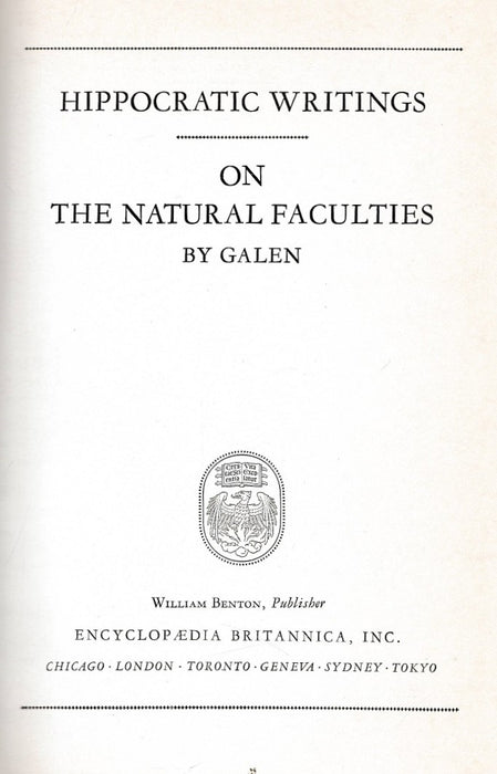 Hippocratic Writings on the Natural Faculties
