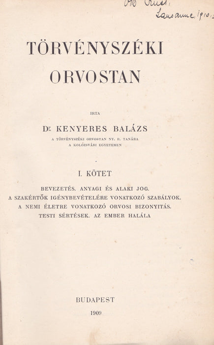 Törvényszéki orvostan I.