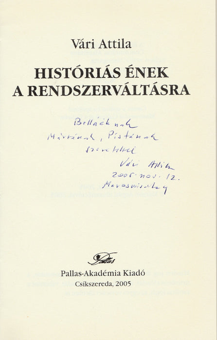 Históriás ének a rendszerváltásra