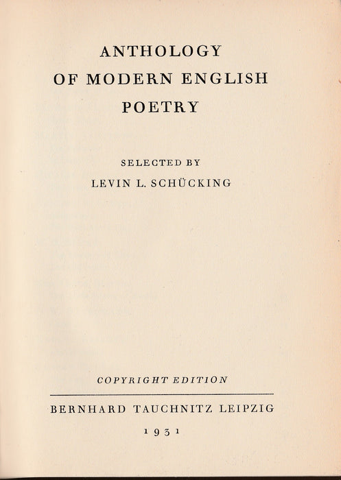 Anthology of Modern English Poetry