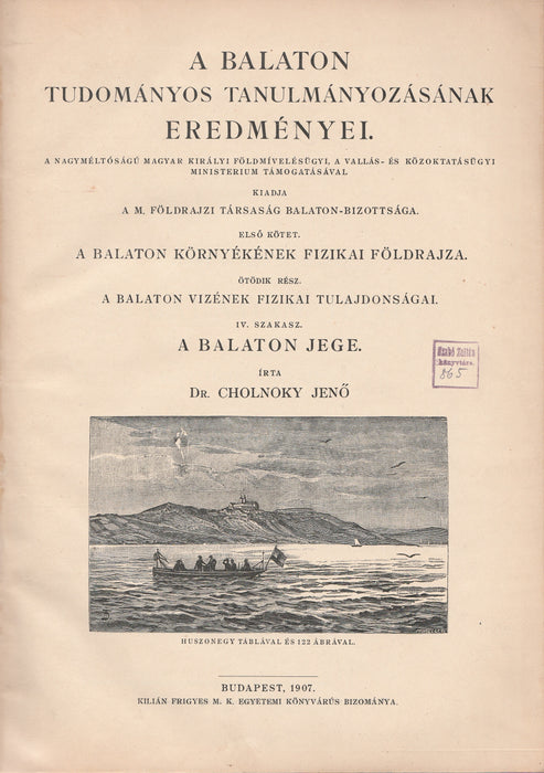 A Balaton tudományos tanulmányozásának eredményei I/5/IV.