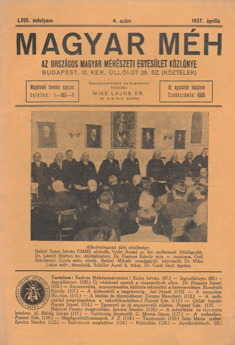 Magyar Méh 1937. április LVIII. évfolyam 4. szám