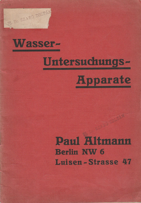 Spezial-Fabrik für Wasseruntersuchungs-Apparate