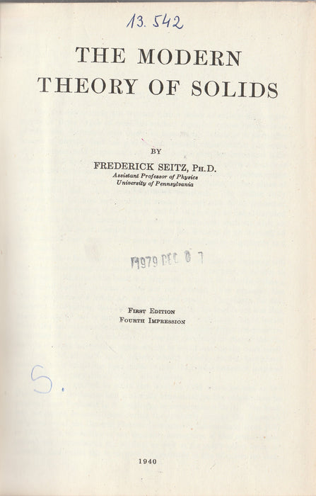 The Modern Theory of Solids