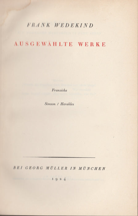 Ausgewählte Werke II-III., V.