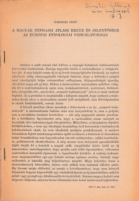 A magyar néprajzi atlasz helye és jelentősége az európai etnológiai vizsgálatokban