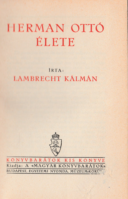 Herman Ottó élete