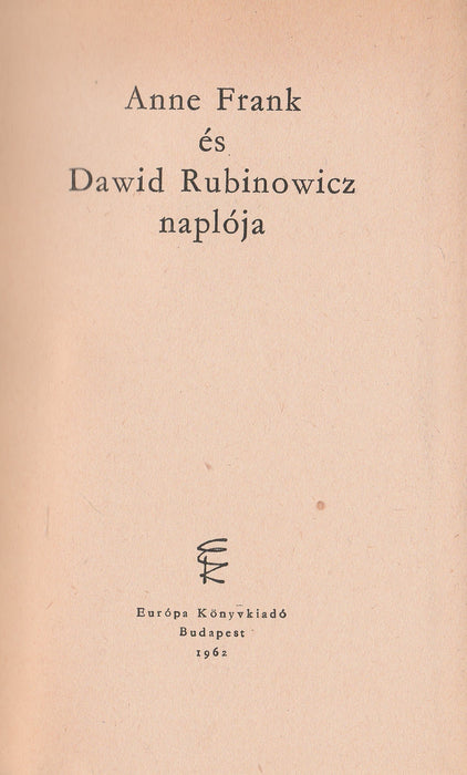 Anne Frank és Dawid Rubinowicz naplója