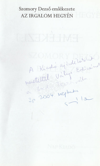 Az irgalom hegyén - Szomory Dezső emlékezete