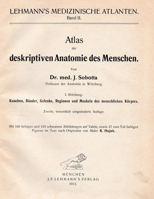 Atlas der deskriptiven Anatomie des Menschen - Lehmann's Medizinische Atlanten II.