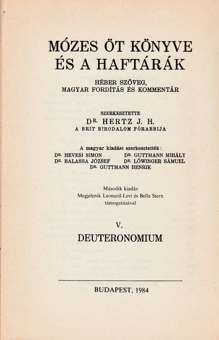 Mózes öt könyve és a haftárák V.