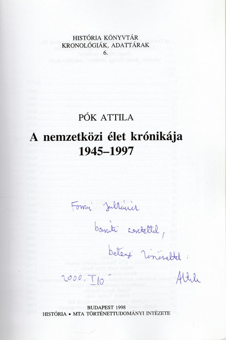 A nemzetközi élet krónikája 1945-1997