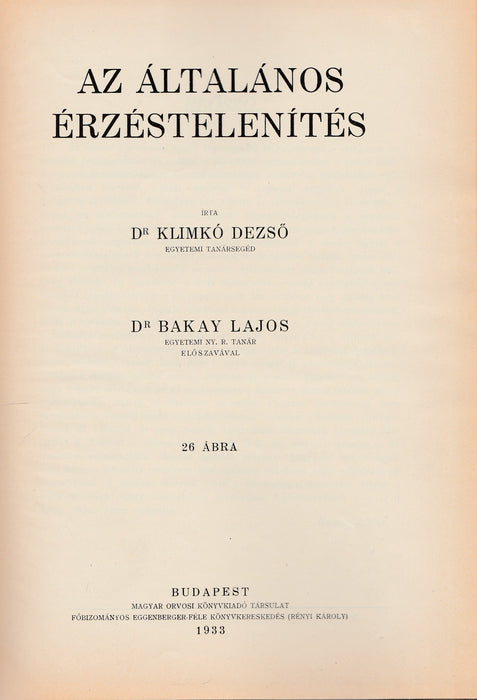 Az általános érzéstelenítés