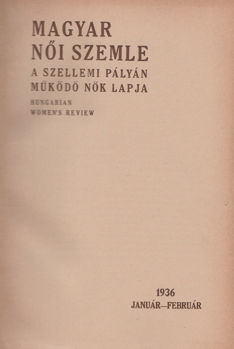 Magyar Női Szemle 1936